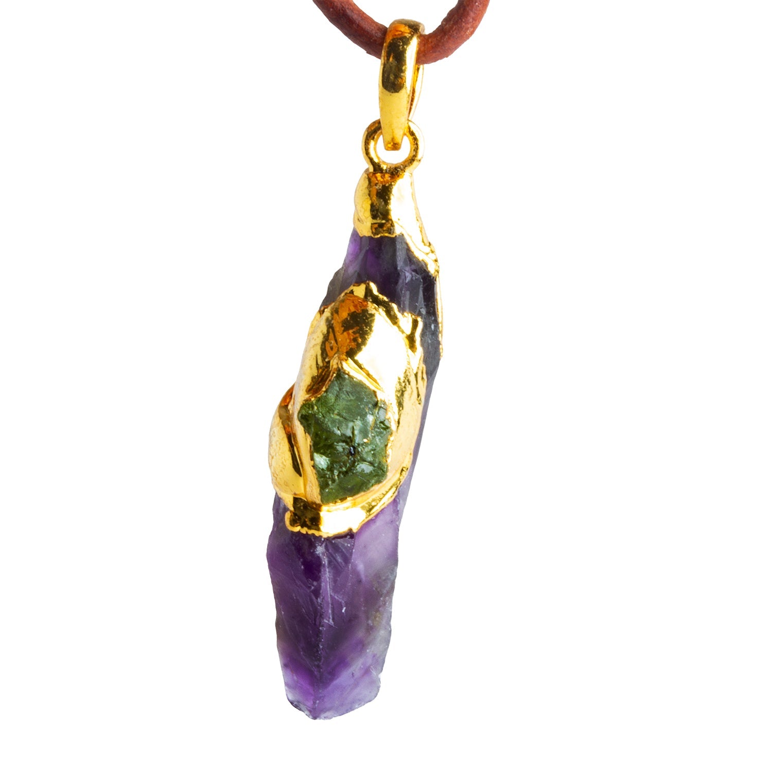 43x13mm Double Leafed Amethyst with Peridot Pendant 1 Bead - The Bead Traders
