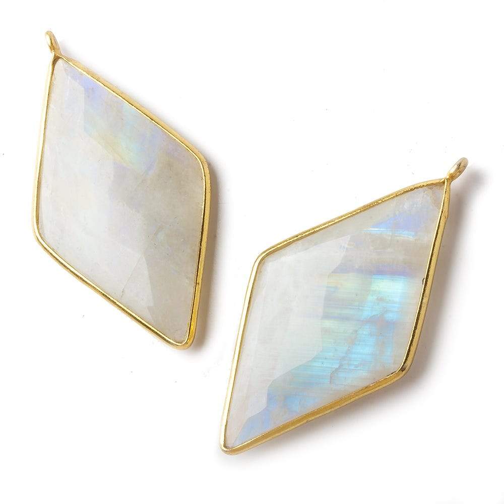 44x25mm Vermeil Bezel Rainbow Moonstone faceted kite Pendant 1 piece - The Bead Traders