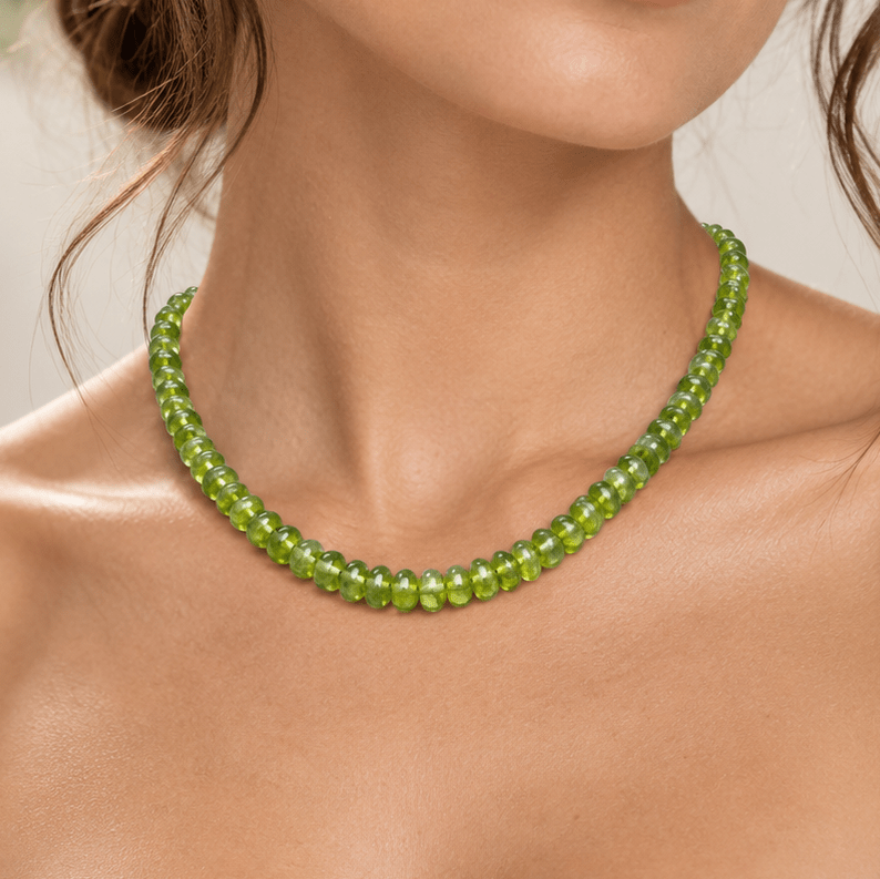 4.5-6.5mm Peridot Plain Rondelles 16 inch 140 beads - The Bead Traders