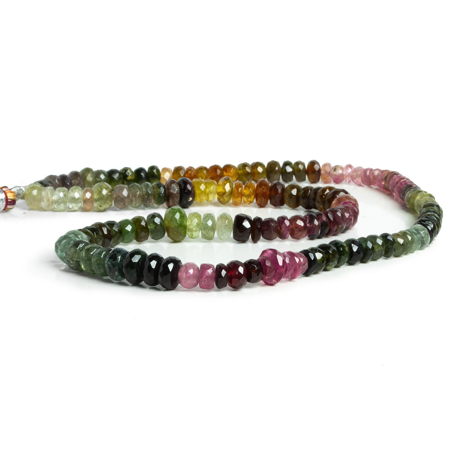 4.5 - 6mm Multicolor Tourmaline Faceted Rondelles 15 inch 120 beads - The Bead Traders