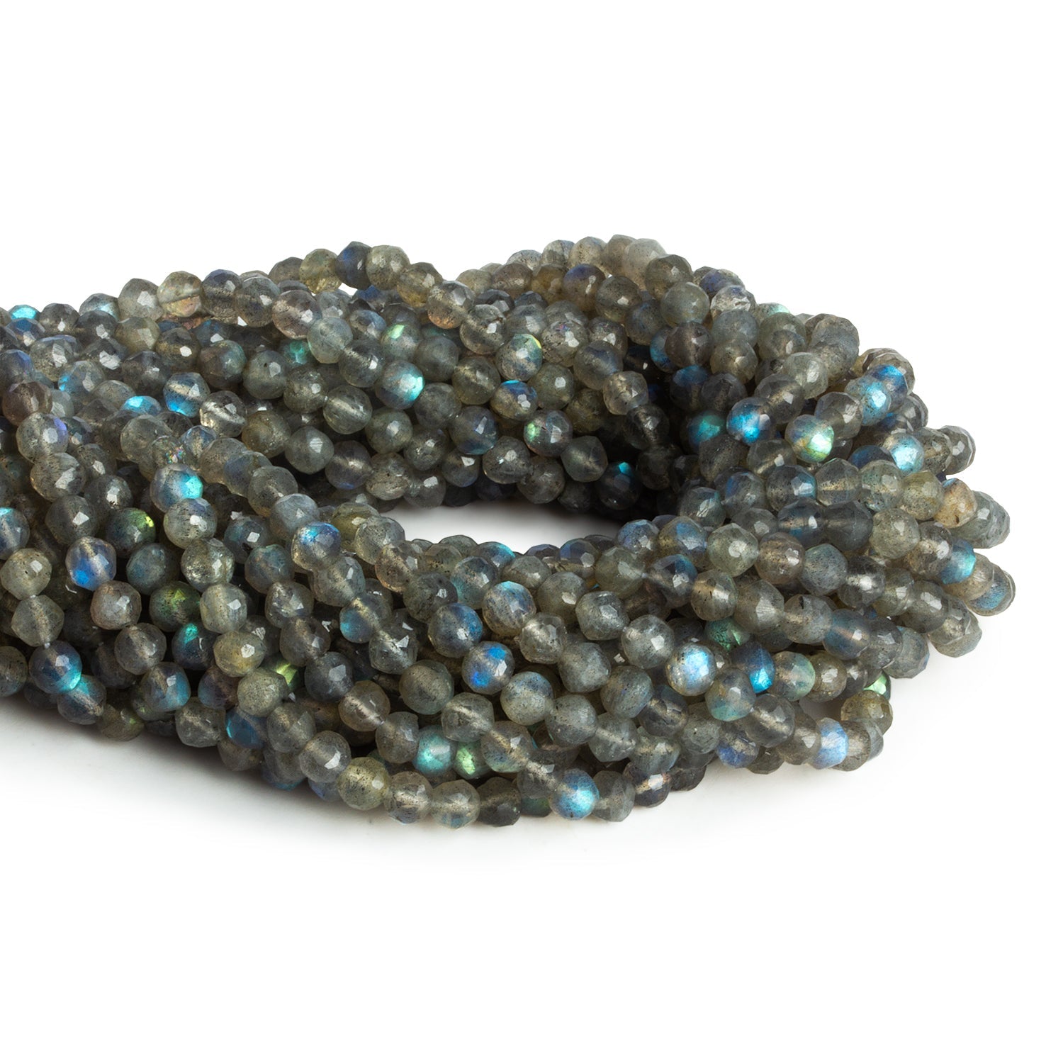4.5mm Labradorite Faceted Rounds 12 inch 78 beads - The Bead Traders