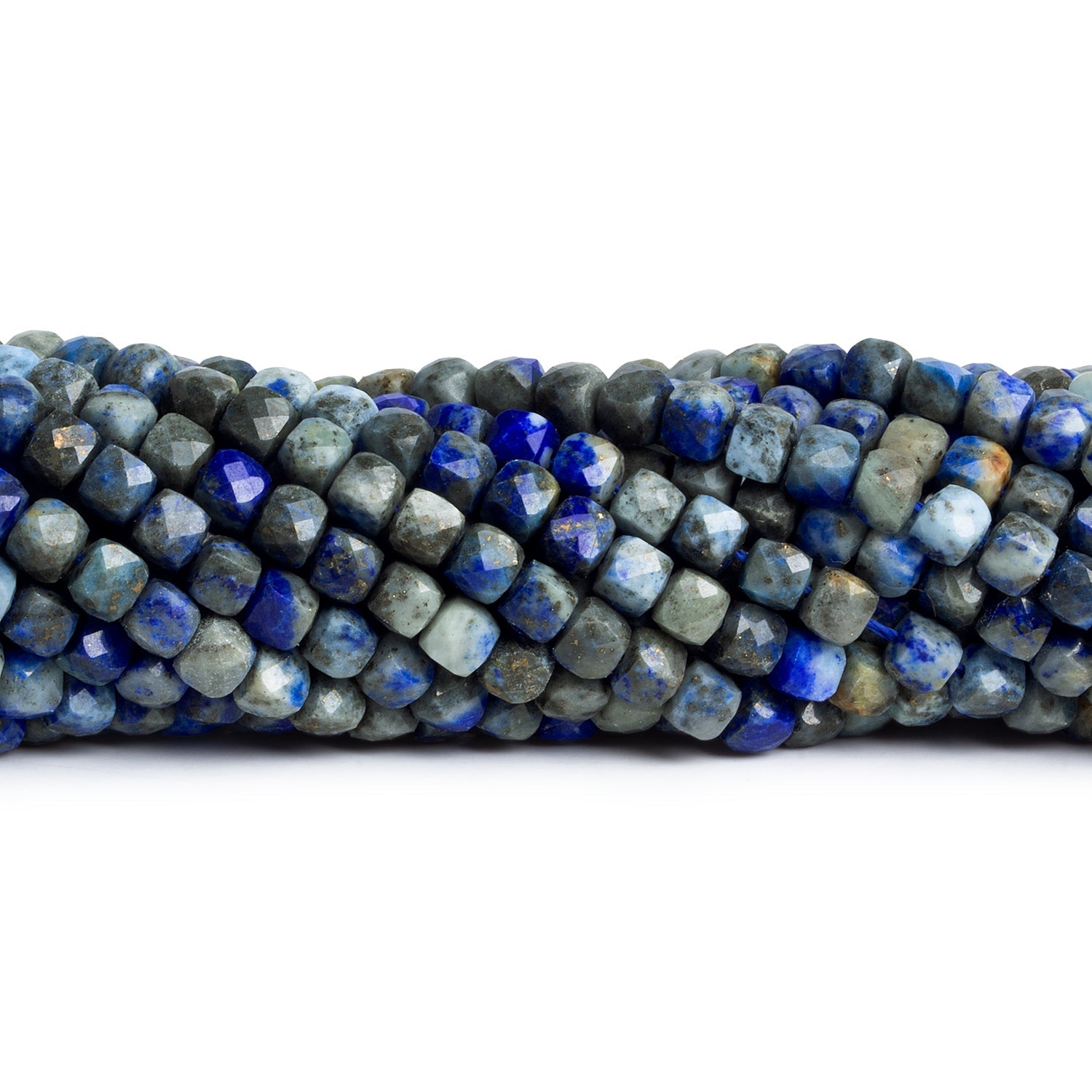 4.5mm Lapis Lazuli Microfaceted Cubes 15 inch 85 beads - The Bead Traders