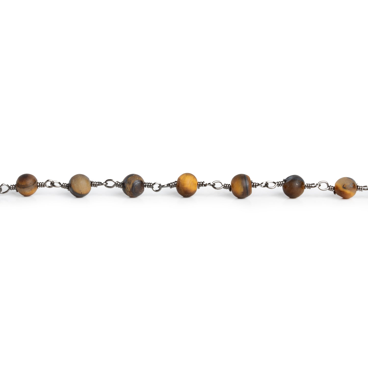 4.5mm Matte Tiger's Eye Round Black Gold Chain 29 beads - The Bead Traders