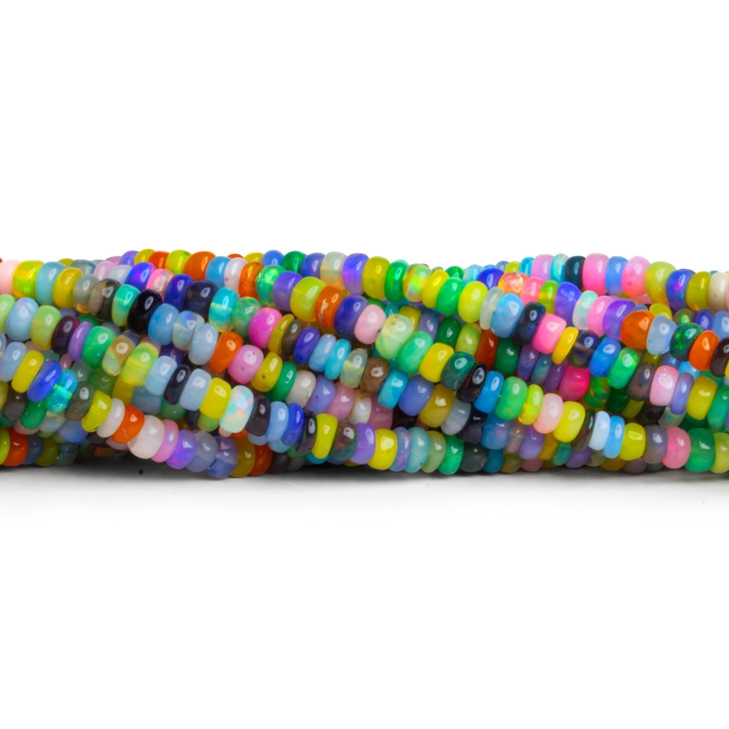 4.5mm Multicolor Ethiopian Opal Plain Rondelles 16 inch 165 beads - The Bead Traders