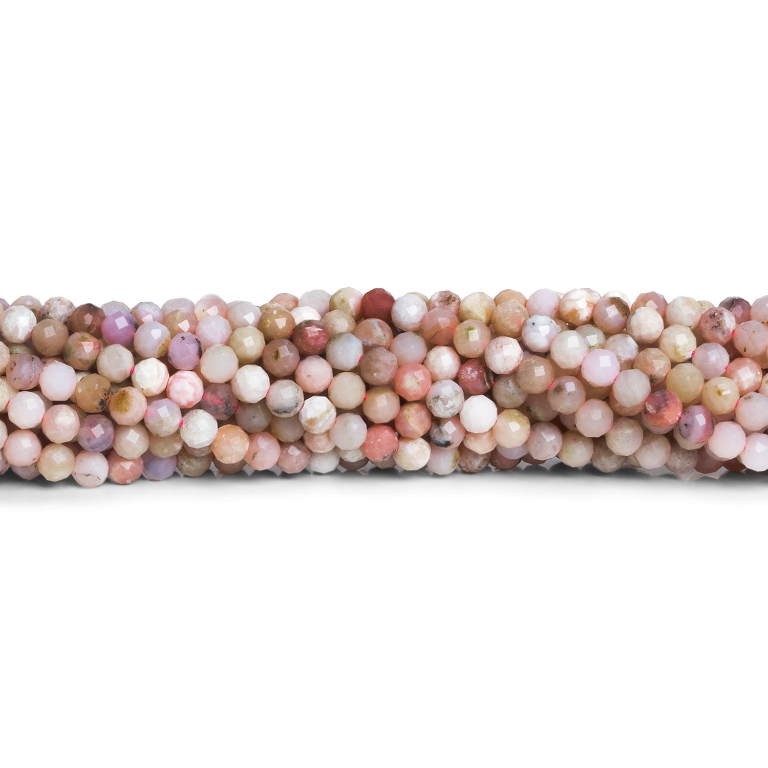 4.5mm Pink Peruvian Opal Microfaceted Rounds 15 inch 85 beads - The Bead Traders