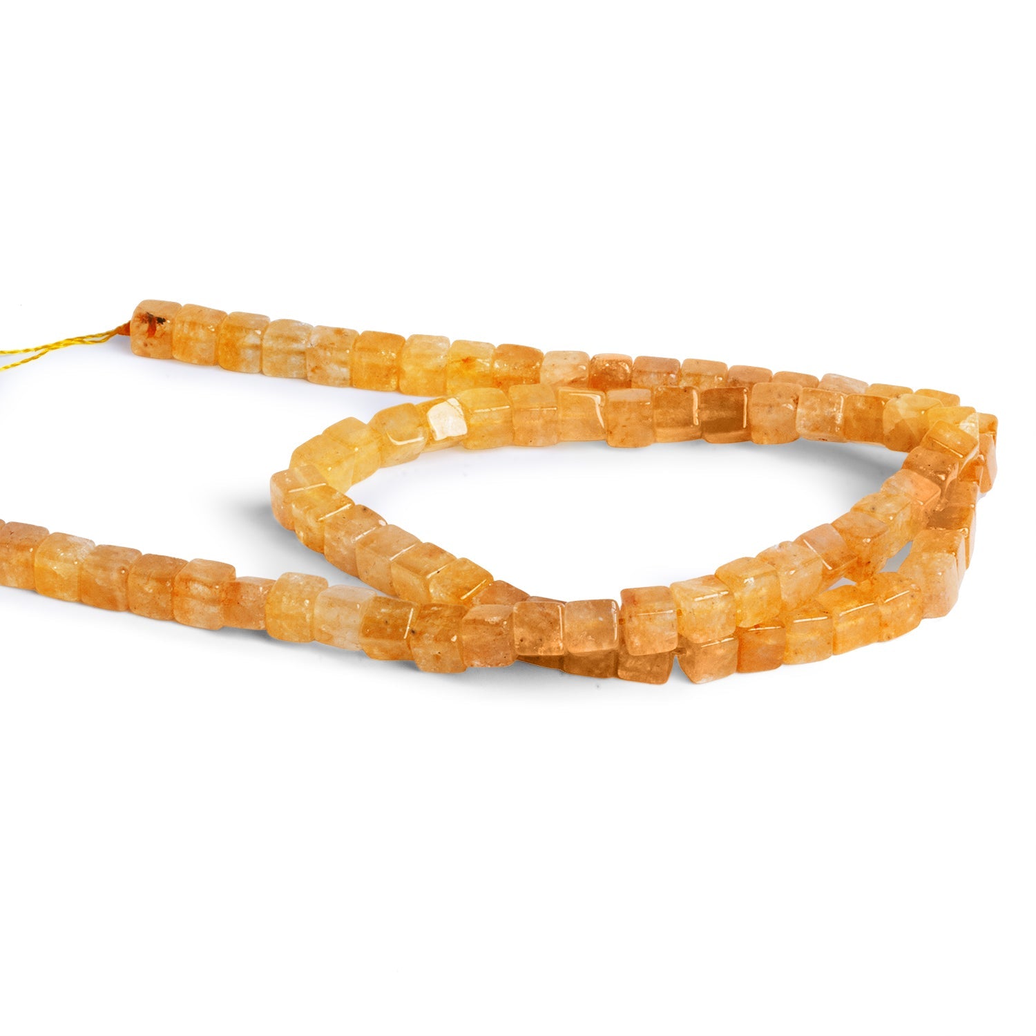 4.5mm Yellow Aventurine Plain Cubes 14 inch 75 beads - The Bead Traders