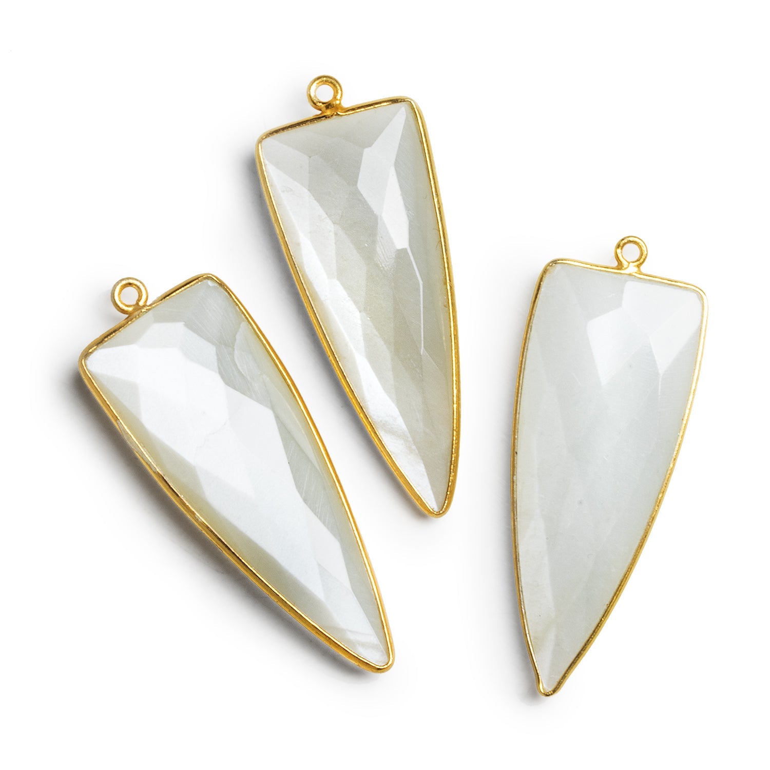 45x17mm Vermeil Bezeled White Moonstone Point Pendant 1 Bead - The Bead Traders