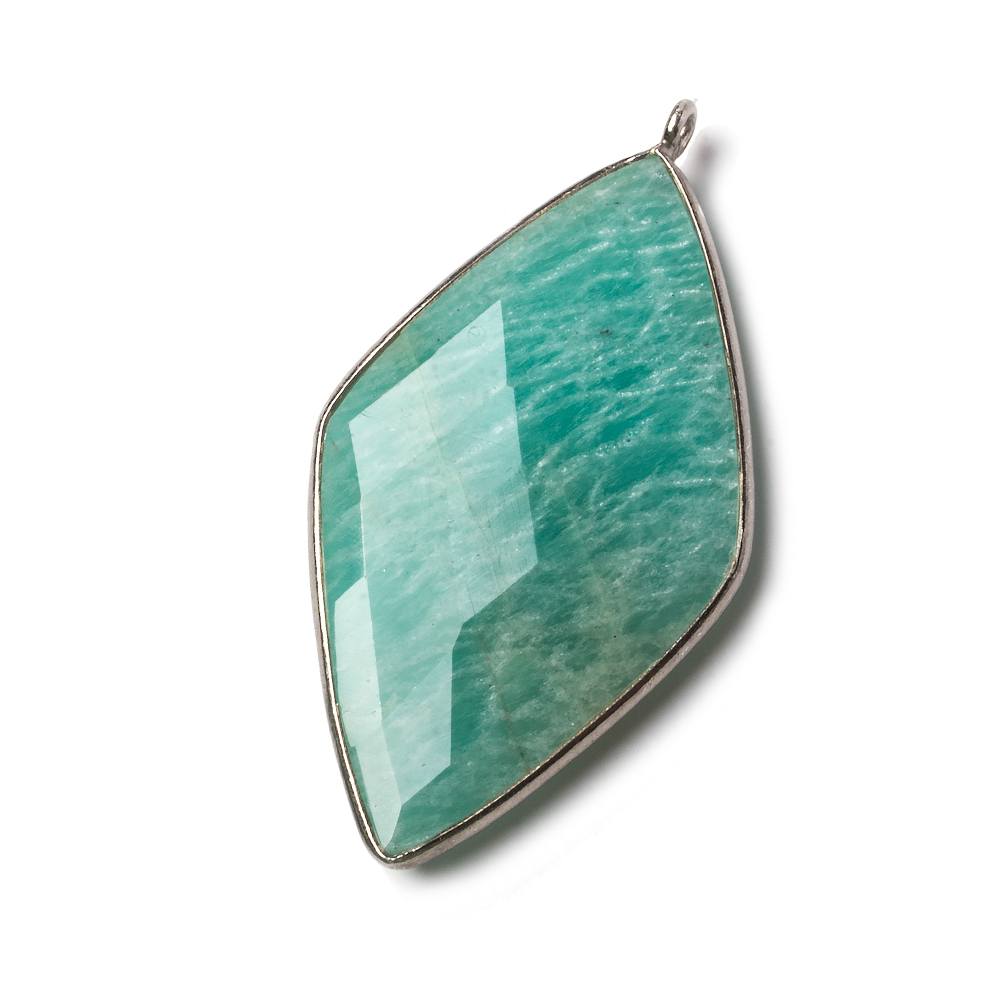 45x24mm Black Gold Bezeled Amazonite Kite Pendant 1 Bead - The Bead Traders