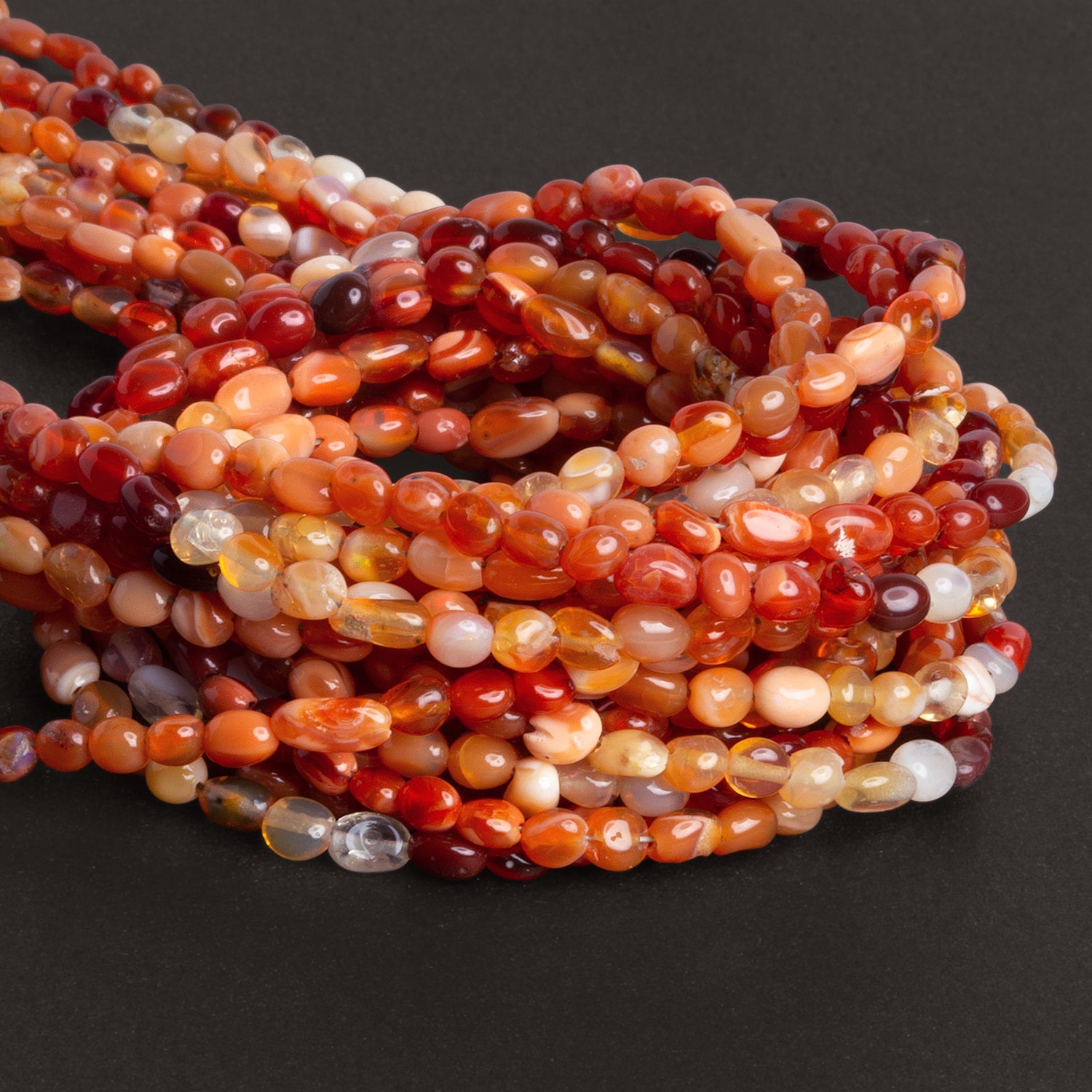 4.5x3mm Fire Opal Plain Nuggets 18 inch 110 beads - The Bead Traders