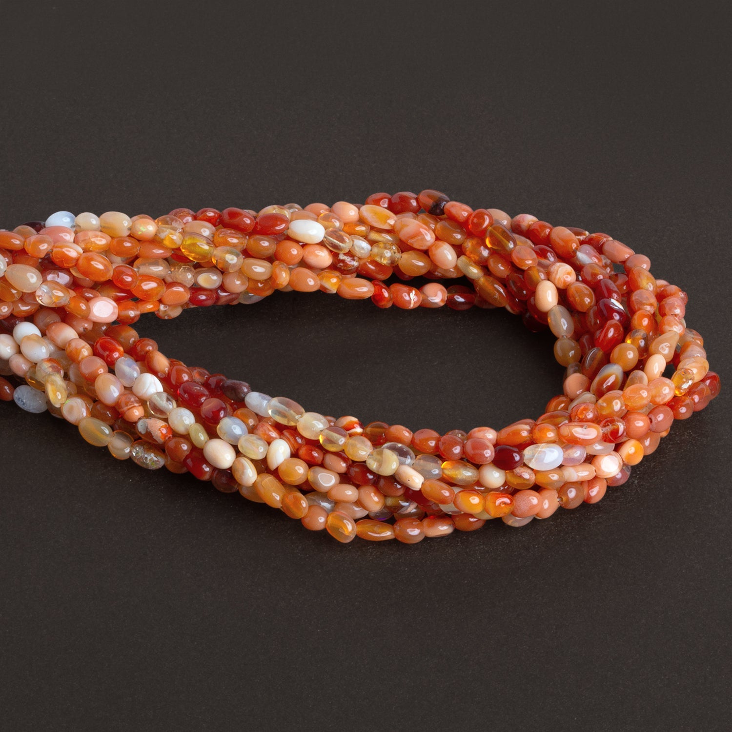 4.5x3mm Fire Opal Plain Nuggets 18 inch 110 beads - The Bead Traders