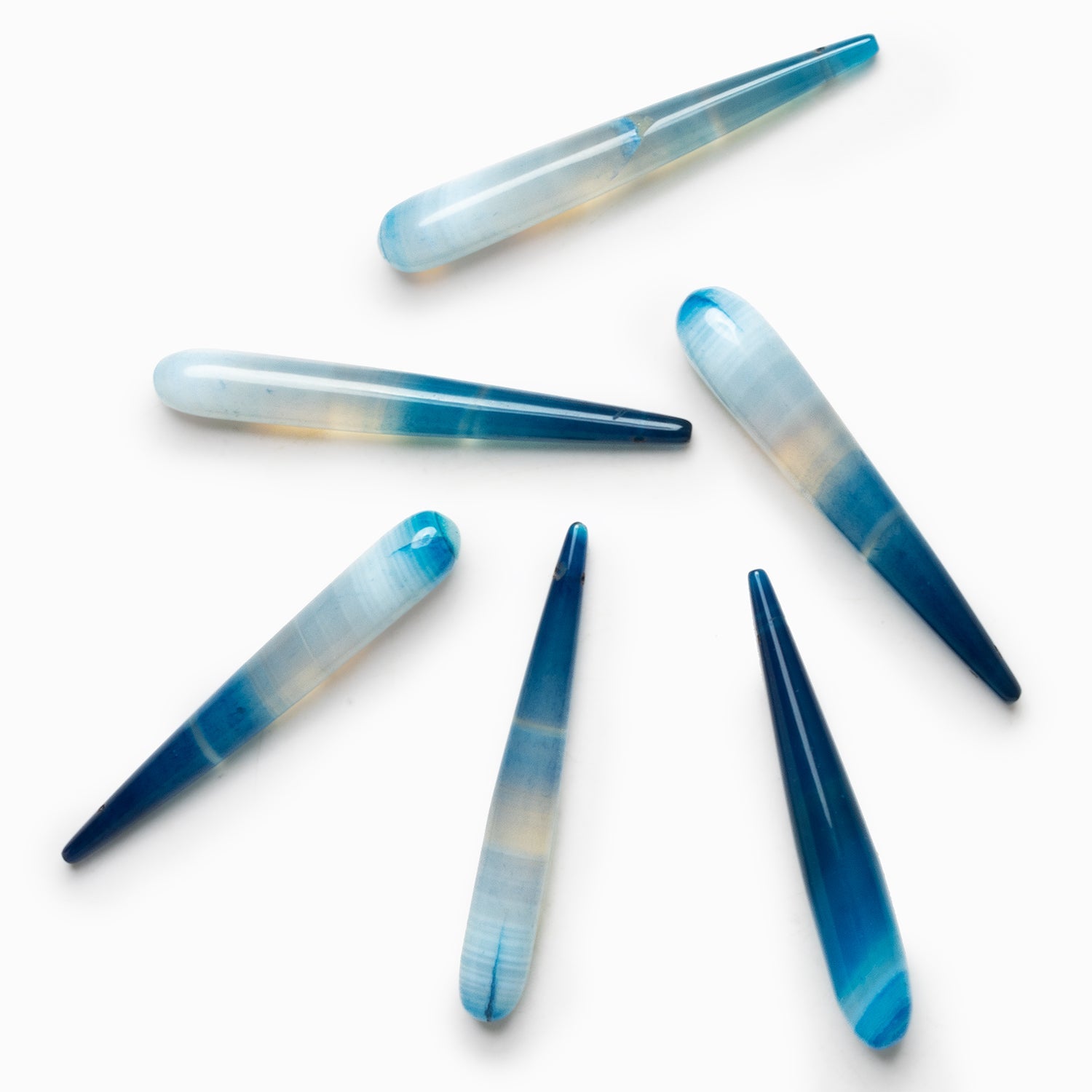 45x7mm Blue Chalcedony Teardrop Focal 1 Bead - The Bead Traders