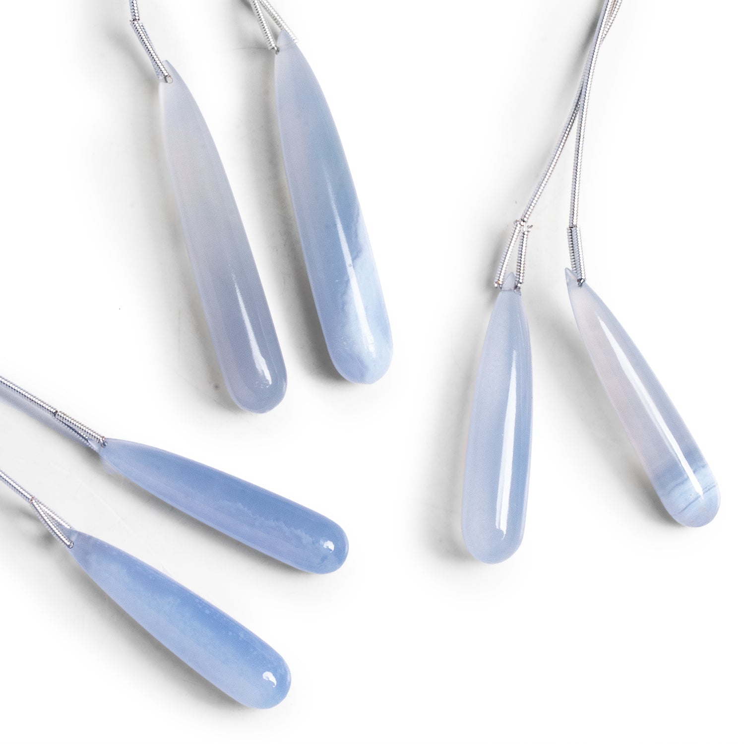 45x9mm Turkish Chalcedony Teardrops Set of 2 Beads - The Bead Traders