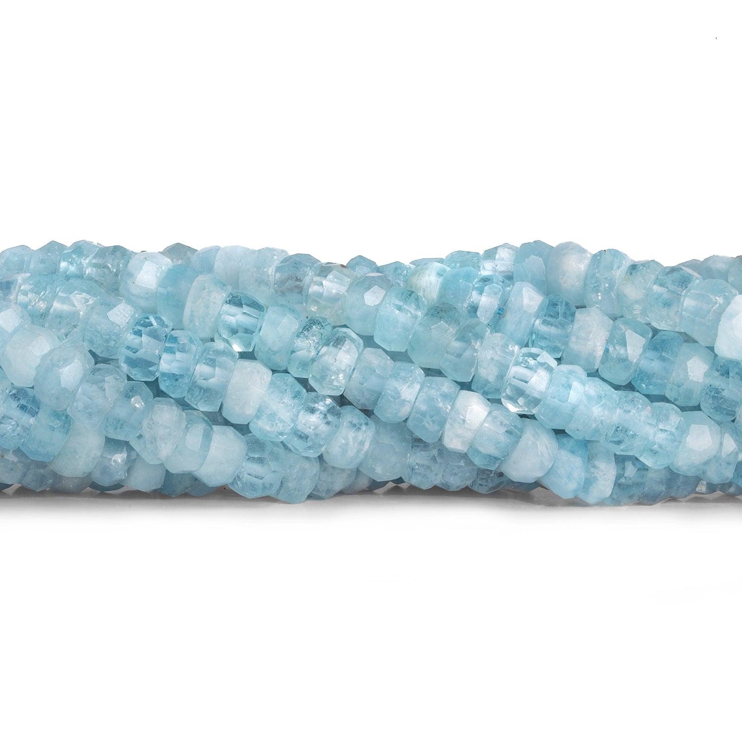 7mm Aquamarine Faceted Rondelles 15 inch 100 beads - The Bead Traders