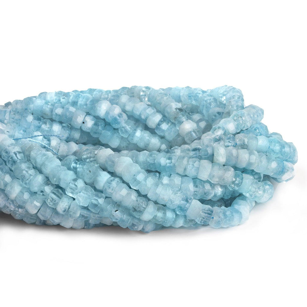 7mm Aquamarine Faceted Rondelles 15 inch 100 beads - The Bead Traders
