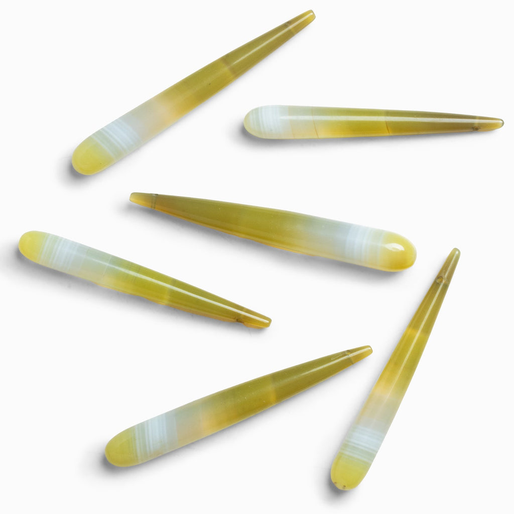 47x7mm Yellow Chalcedony Teardrop Focal 1 Bead - The Bead Traders