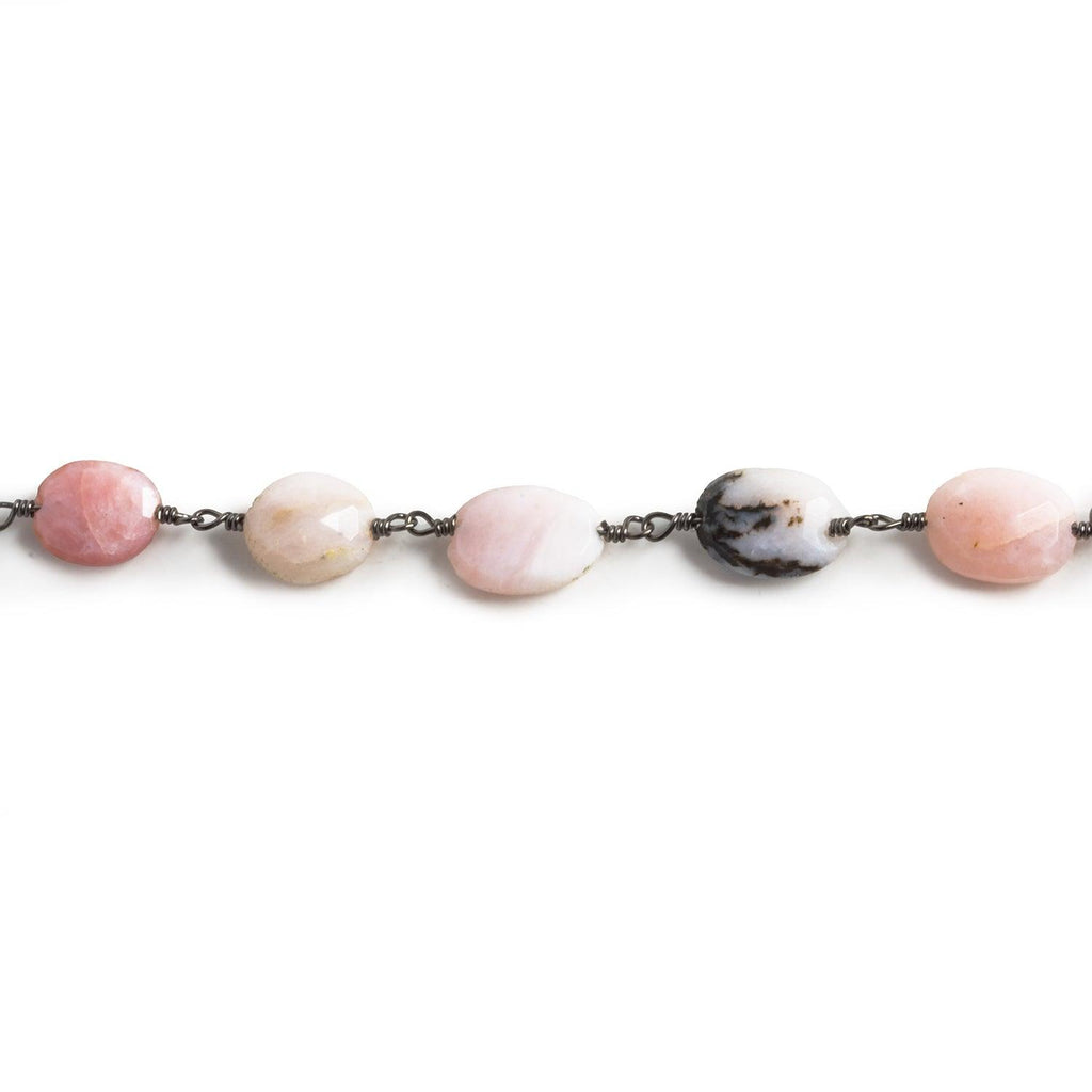 10x8mm Pink Peruvian Opal Oval Black Gold Chain - The Bead Traders
