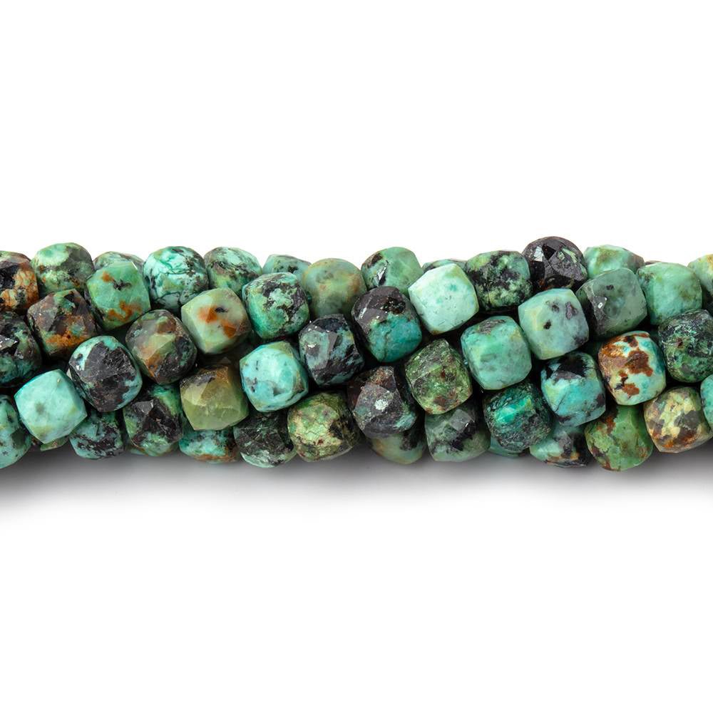 4mm African Turquoise Microfaceted Cubes 12 inch 68 beads - The Bead Traders