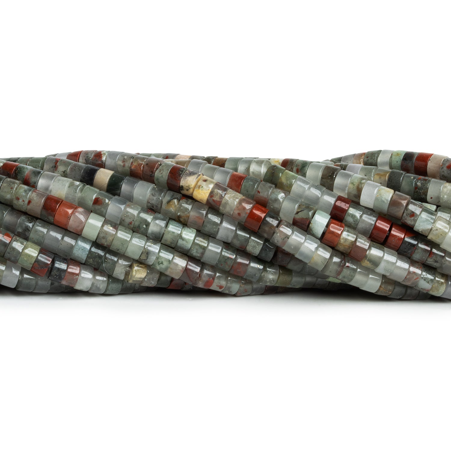 4mm Bloodstone Heishis 12 inch 110 Beads - The Bead Traders