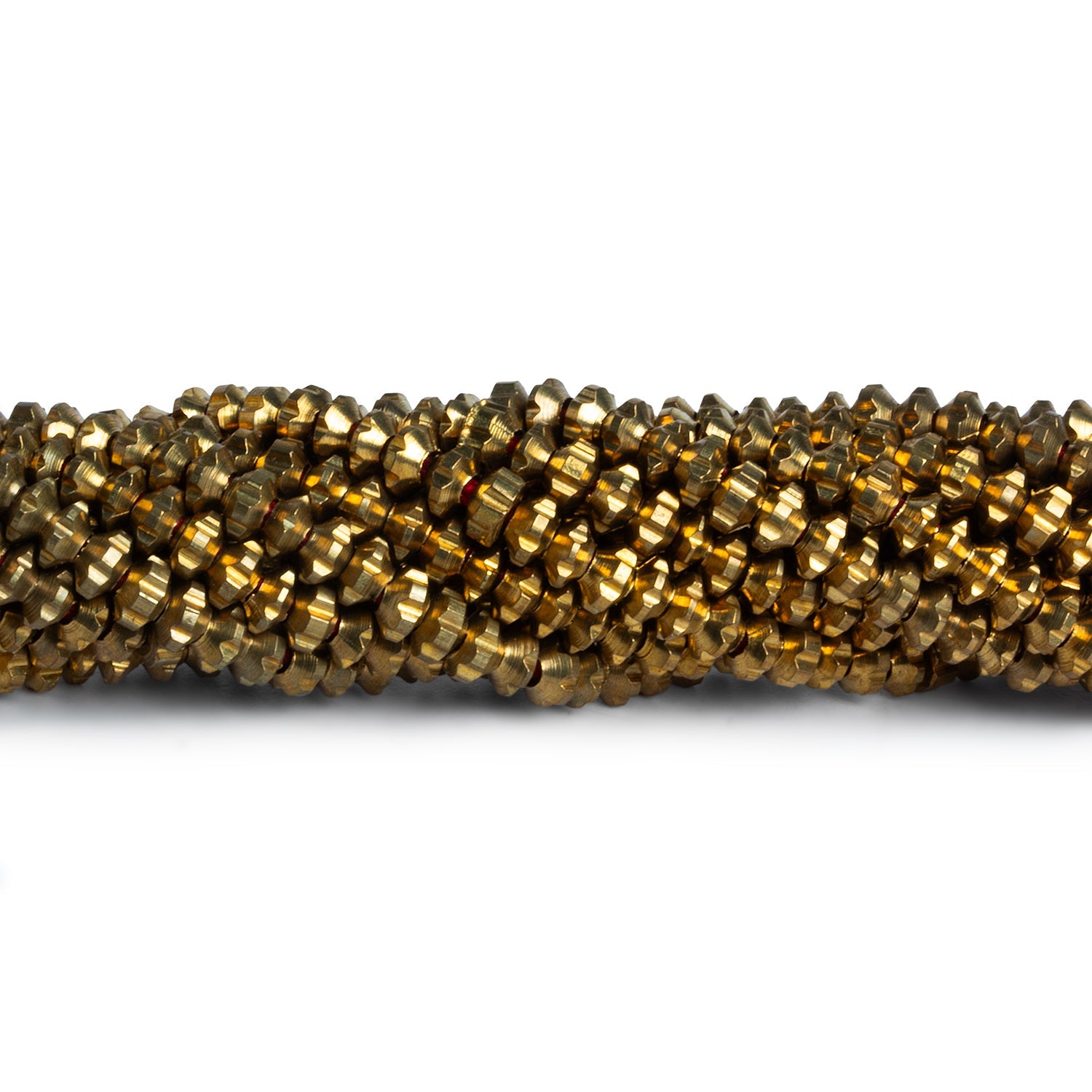 4mm Brass Grooved Rondelles 7.5 inch 78 beads - The Bead Traders
