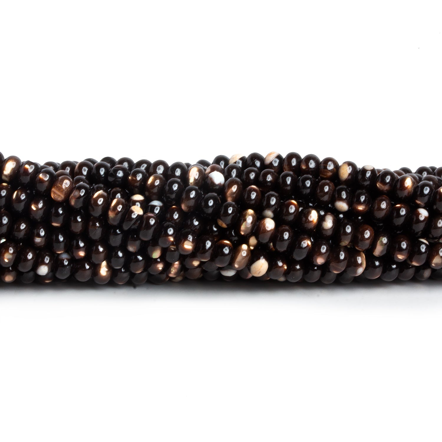 4mm Brown Shell Plain Rondelles 16 inch 125 beads - The Bead Traders