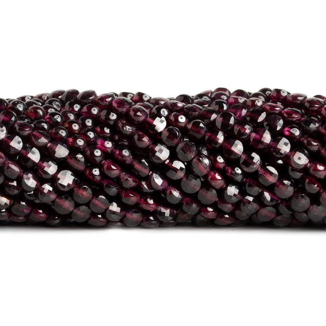 4mm Garnet checkerboard calibrated faceted coins 12 inch 85 pieces - The Bead Traders