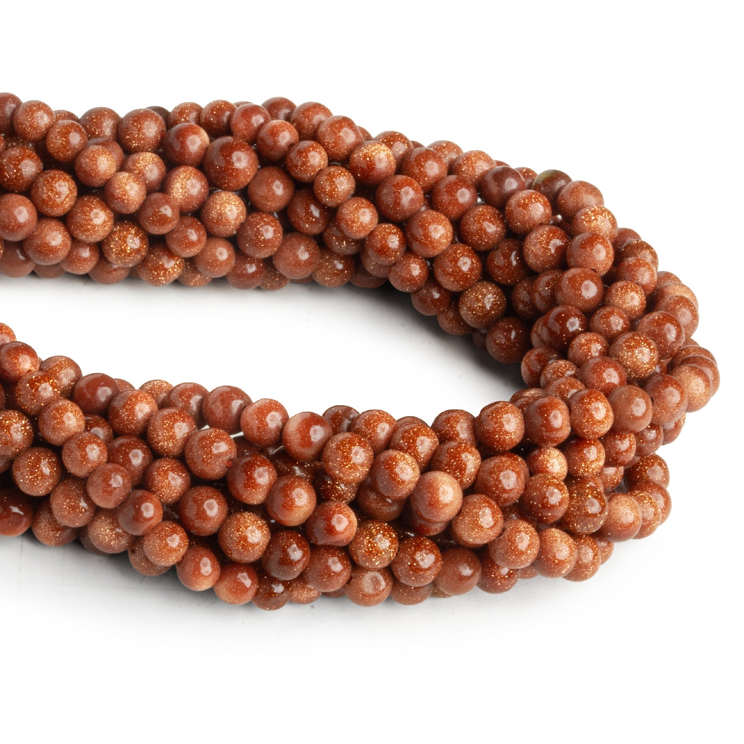 4mm Goldstone Plain Rounds 14 inch 85 beads - The Bead Traders