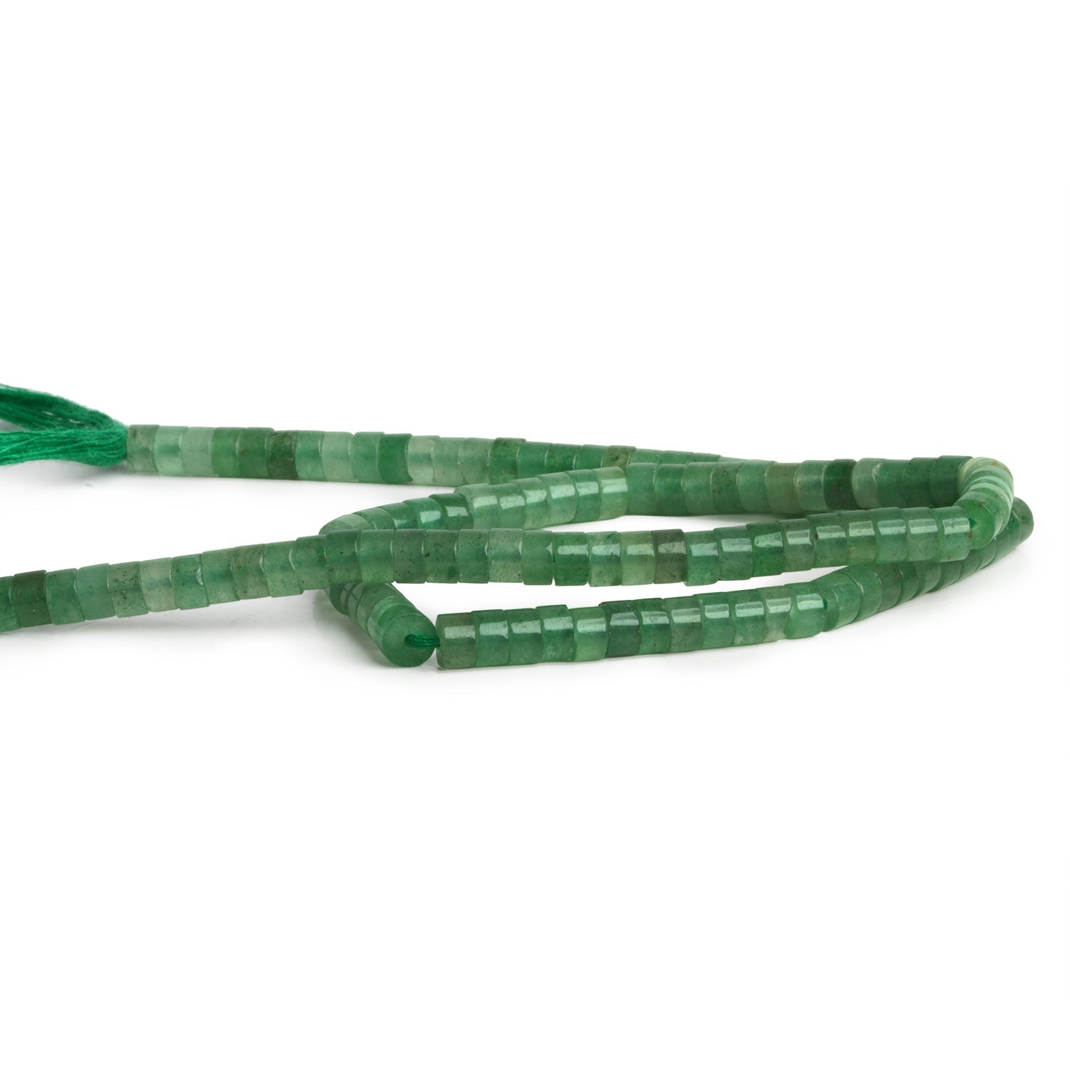 4mm Green Aventurine Plain Heishis 12 inch 110 Beads - The Bead Traders