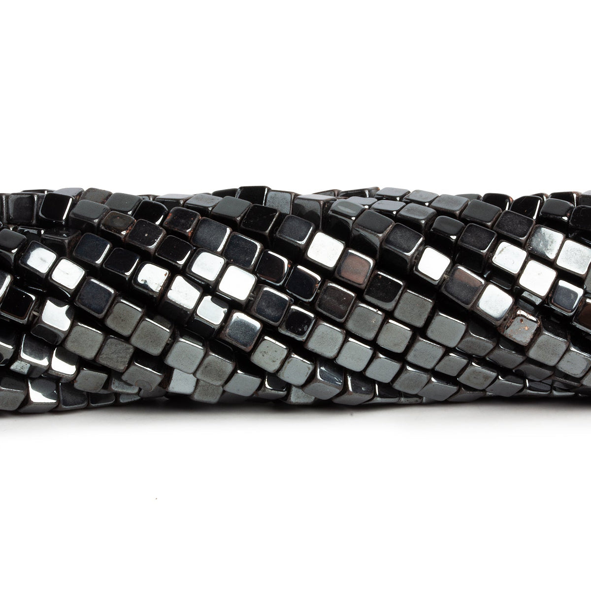 4mm Hematite Cubes 15 inch 95 beads - The Bead Traders