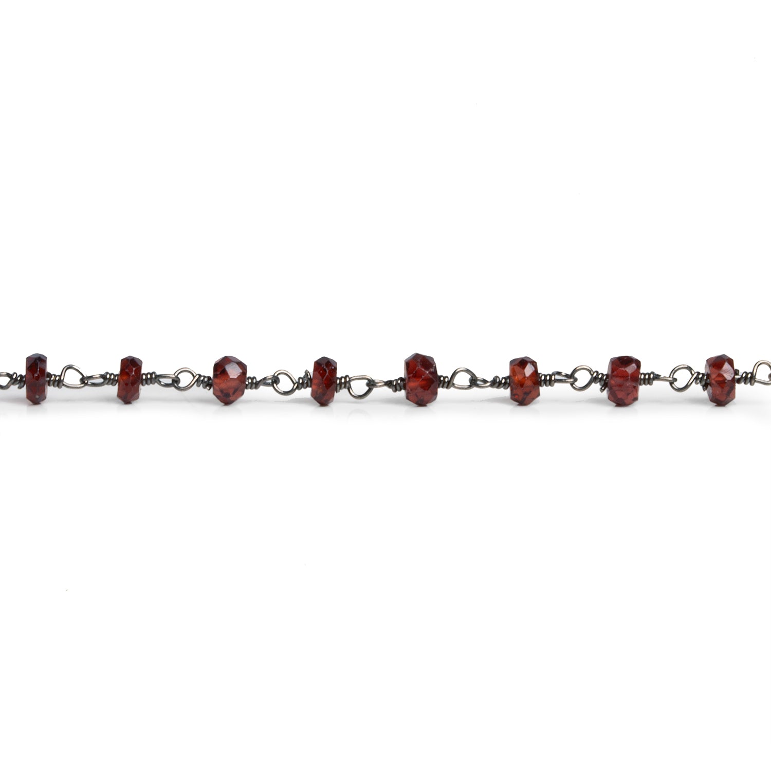 4mm Mozambique Garnet Rondelle Black Gold Chain 40 beads - The Bead Traders