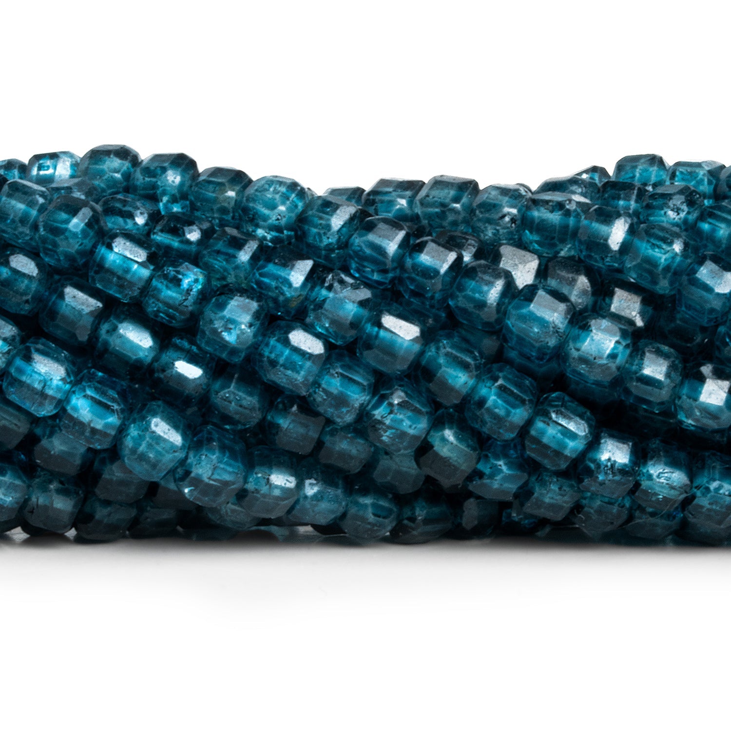 4mm Mystic Blue Topaz Micro Faceted Cube Beads 12 inch 70 pieces - The Bead Traders
