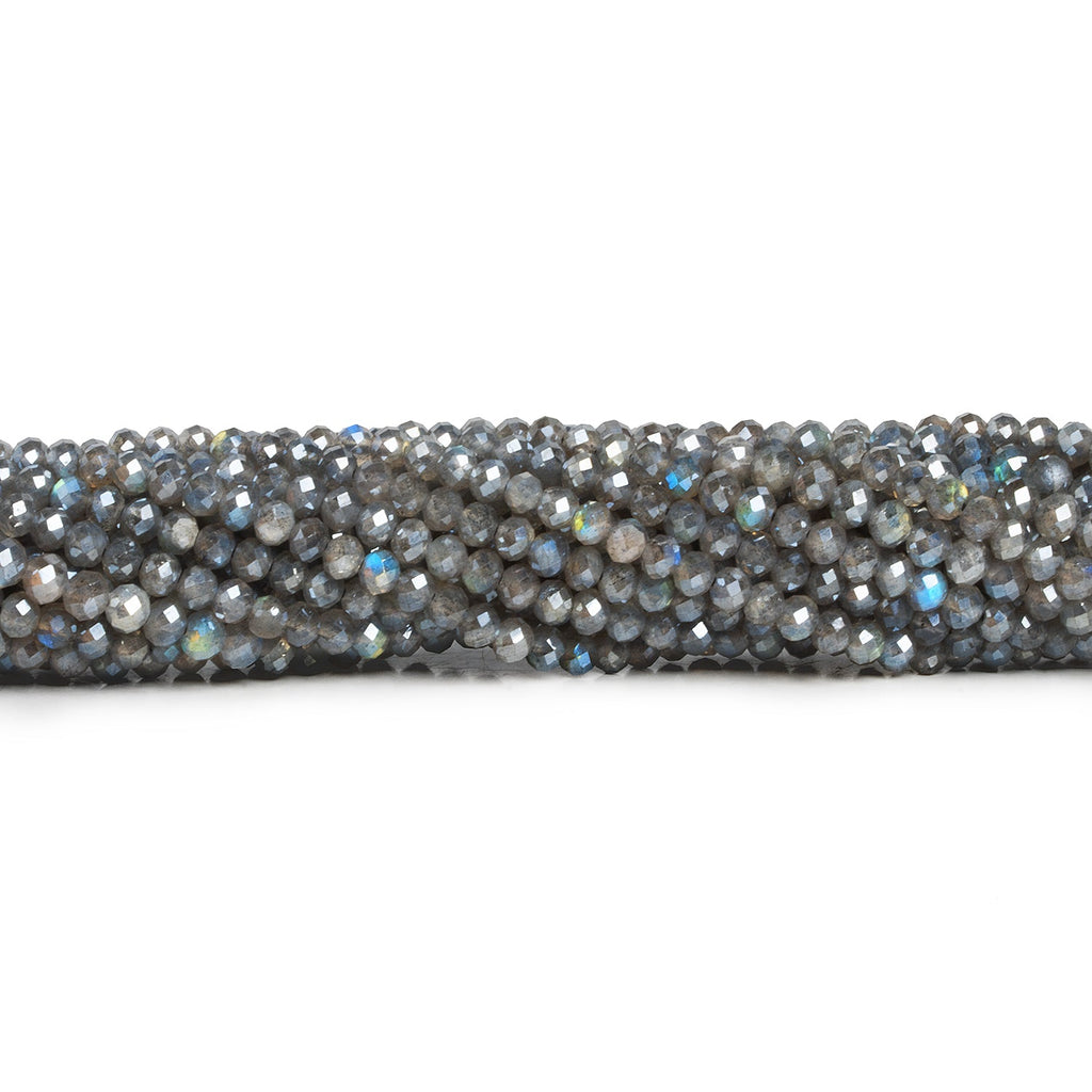 4mm Mystic Labradorite Faceted Rondelles 12 inch 95 beads - The Bead Traders