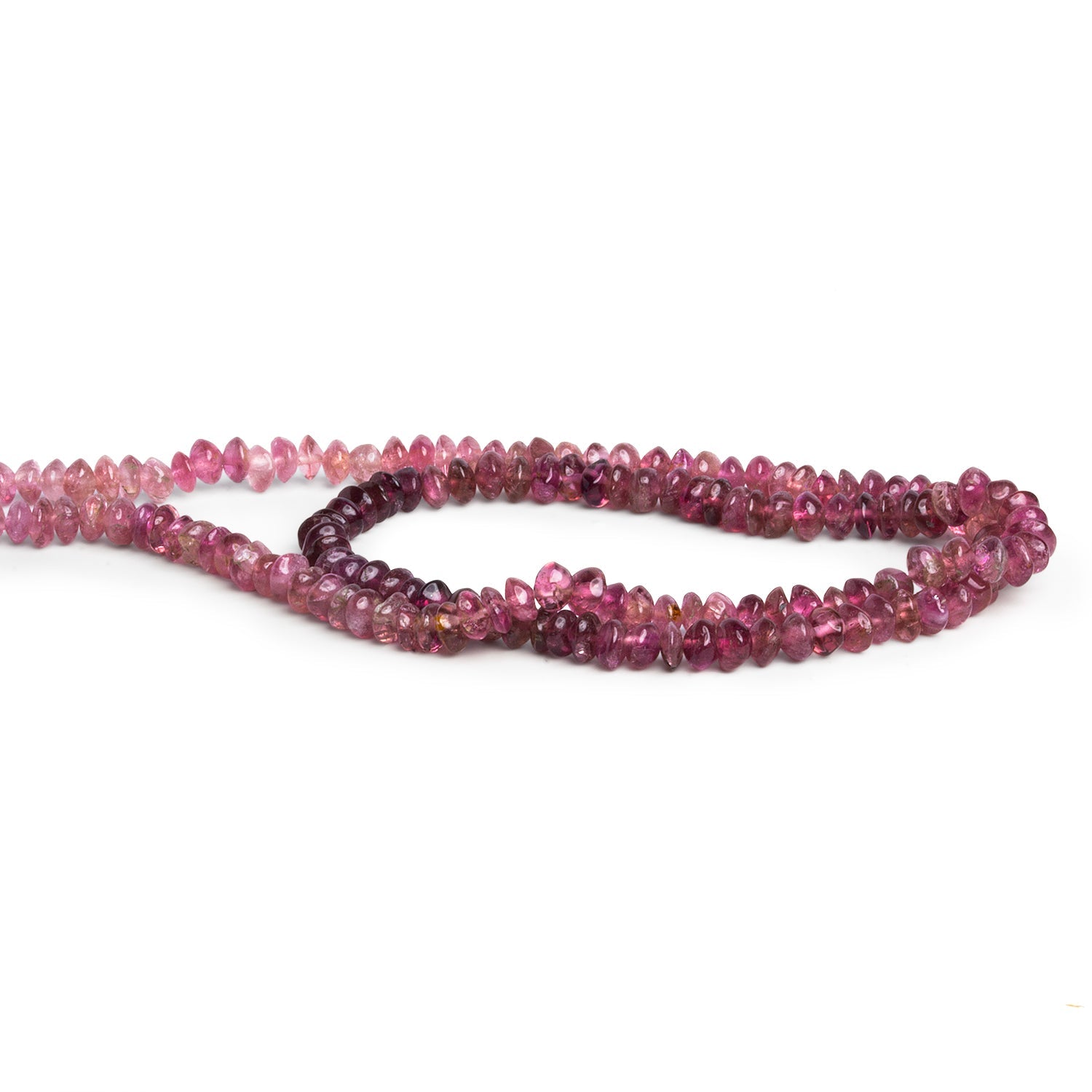 4mm Pink Shaded Tourmaline Plain Rondelles 14 inch 150 beads - The Bead Traders