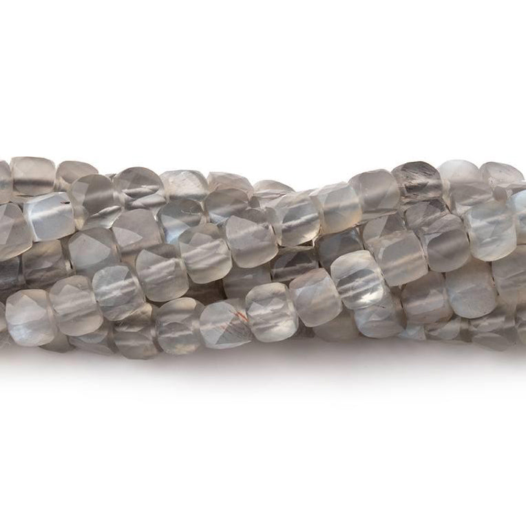 4mm Platinum Moonstone Micro Faceted Cube beads for sale