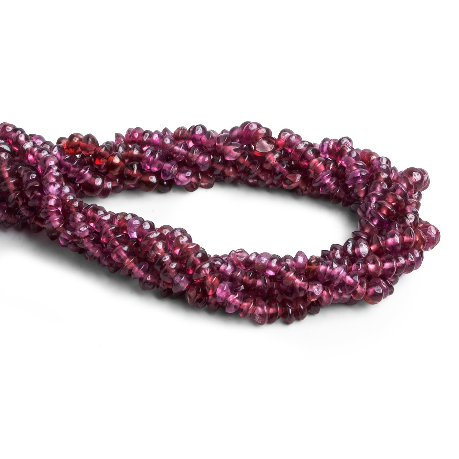 4mm Rhodolite Garnet Plain Rondelles 12 inch 125 beads - The Bead Traders