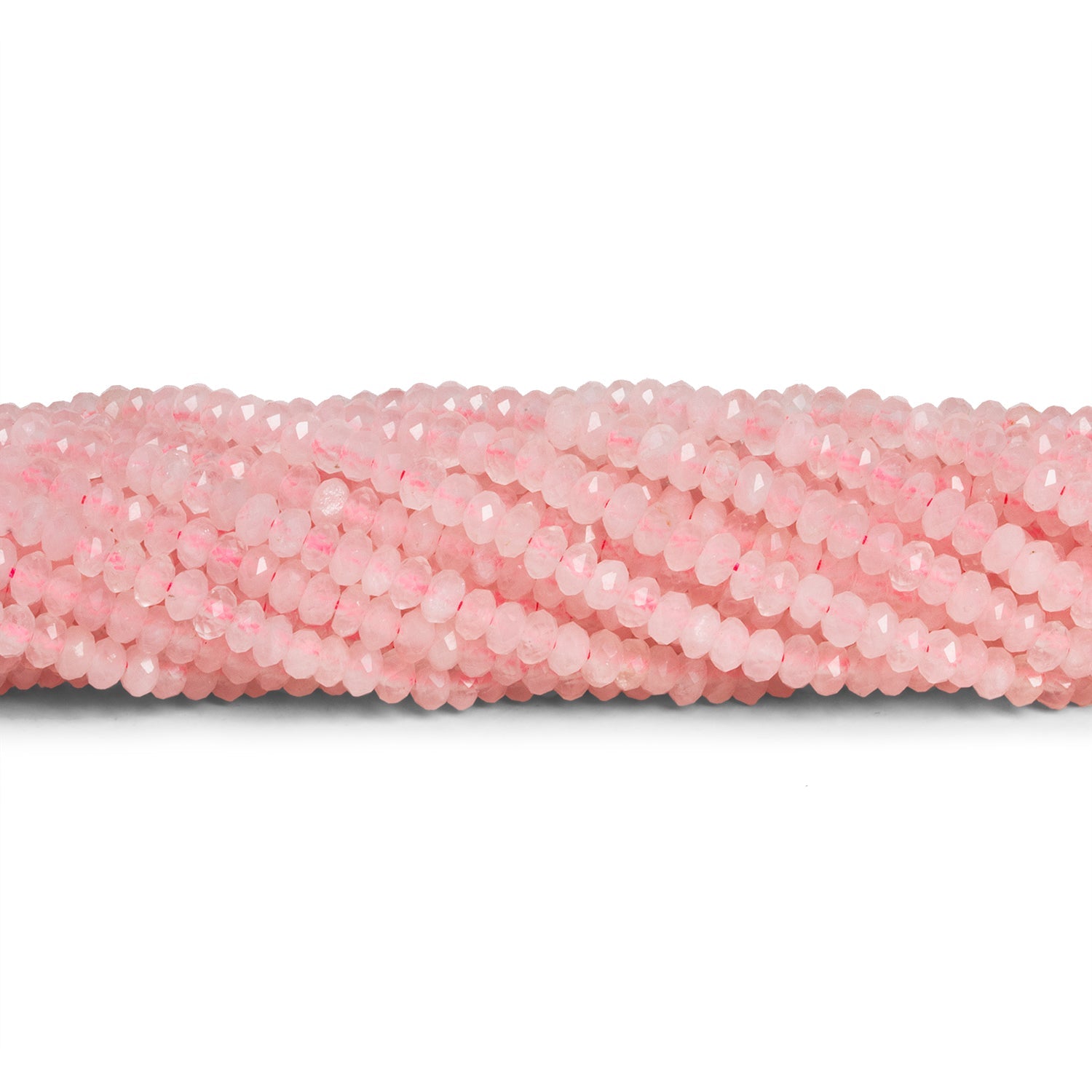 4mm Rose Quartz Faceted Rondelles 15 inch 145 beads - The Bead Traders