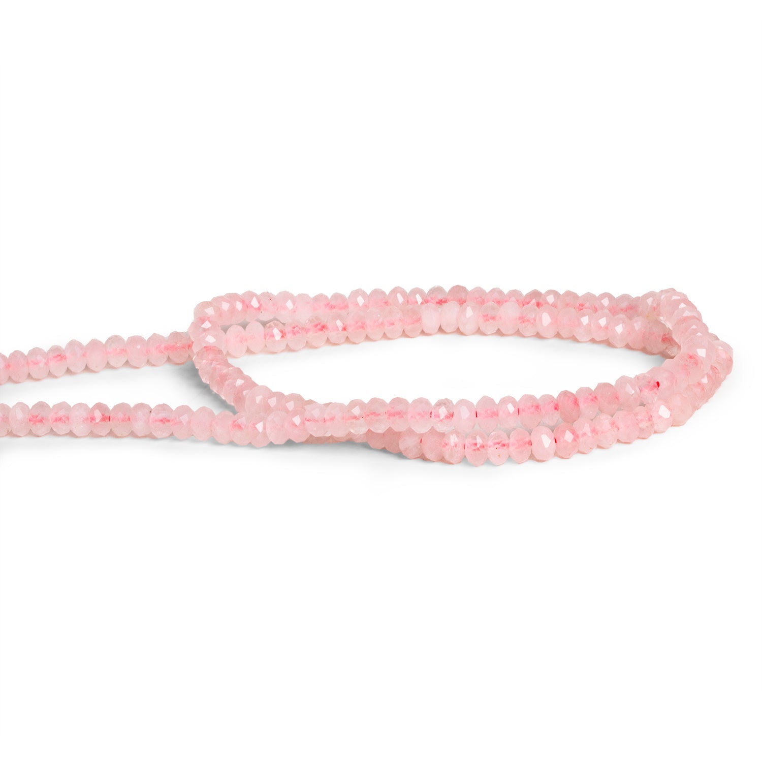 4mm Rose Quartz Faceted Rondelles 15 inch 145 beads - The Bead Traders