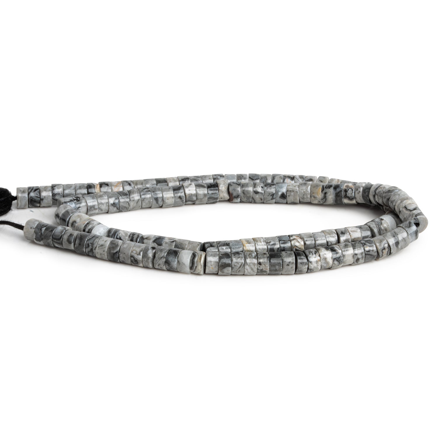 4mm Silver Leaf Jasper Heishis 12 inch 110 Beads - The Bead Traders