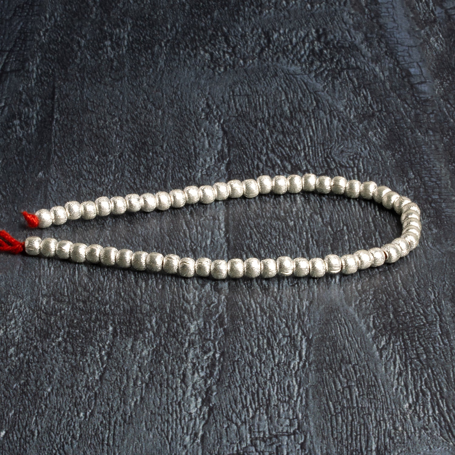 4mm Sterling Silver Plated Copper Brushed Rounds 8 inch 52 beads - The Bead Traders