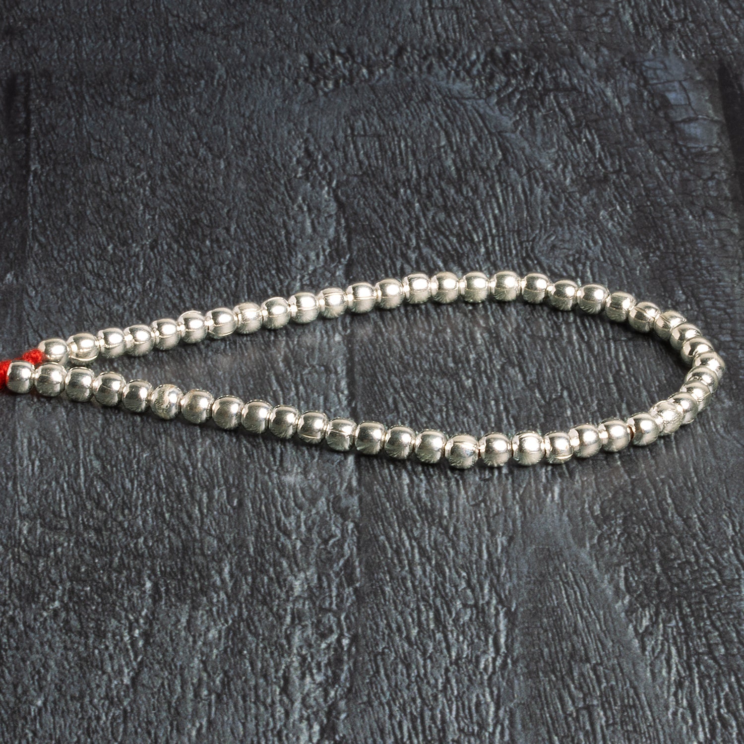 4mm Sterling Silver Plated Copper Rounds 8 inch 51 beads - The Bead Traders