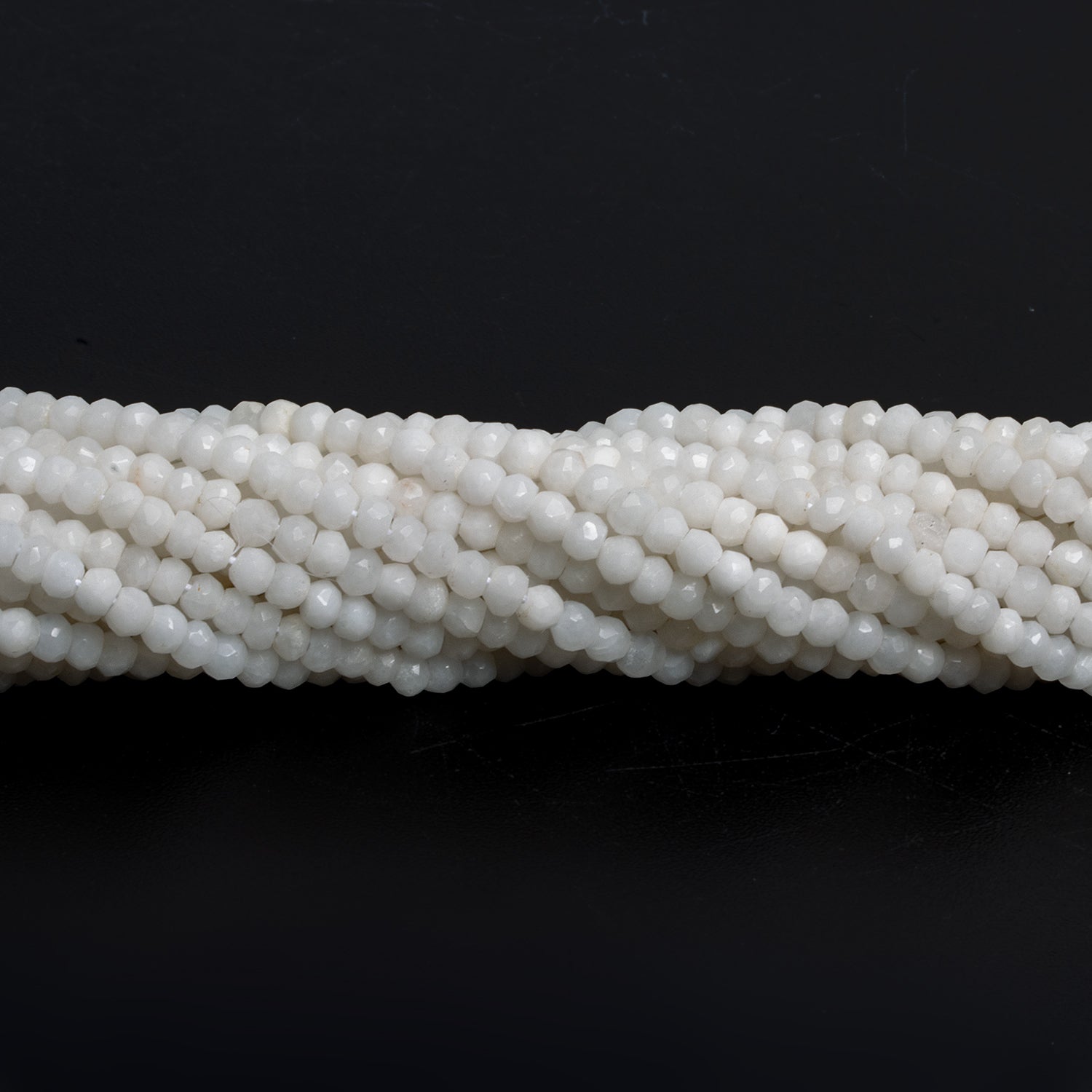 4mm White Agate Faceted Rondelles 12 inch 110 beads - The Bead Traders