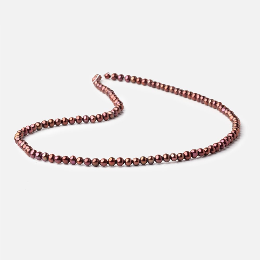 4x3mm Cherry Chocolate Off Round Pearls 16 inch 112 beads - The Bead Traders