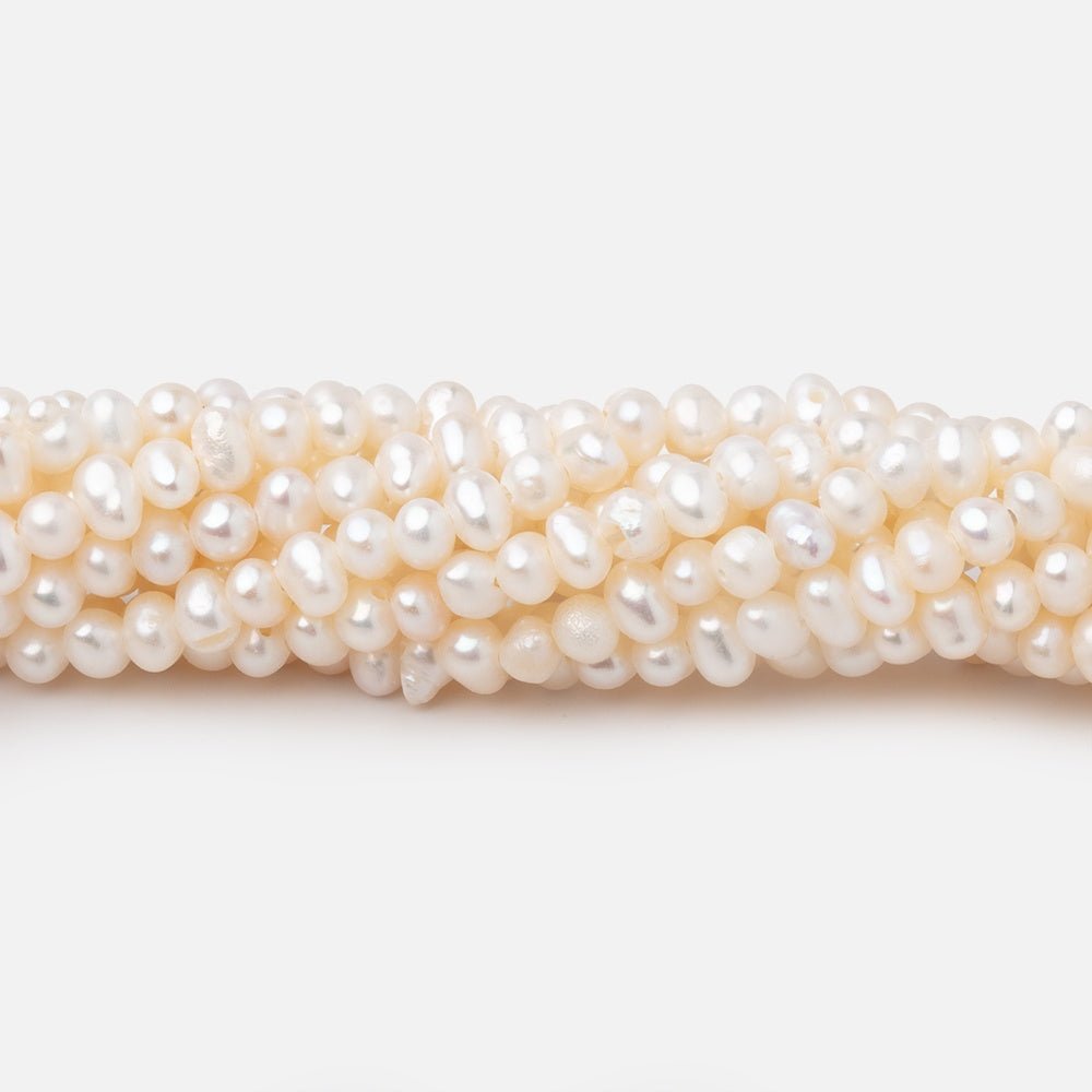 4x3mm Creamy White Off Round Pearls 15 inch 127 Beads - The Bead Traders