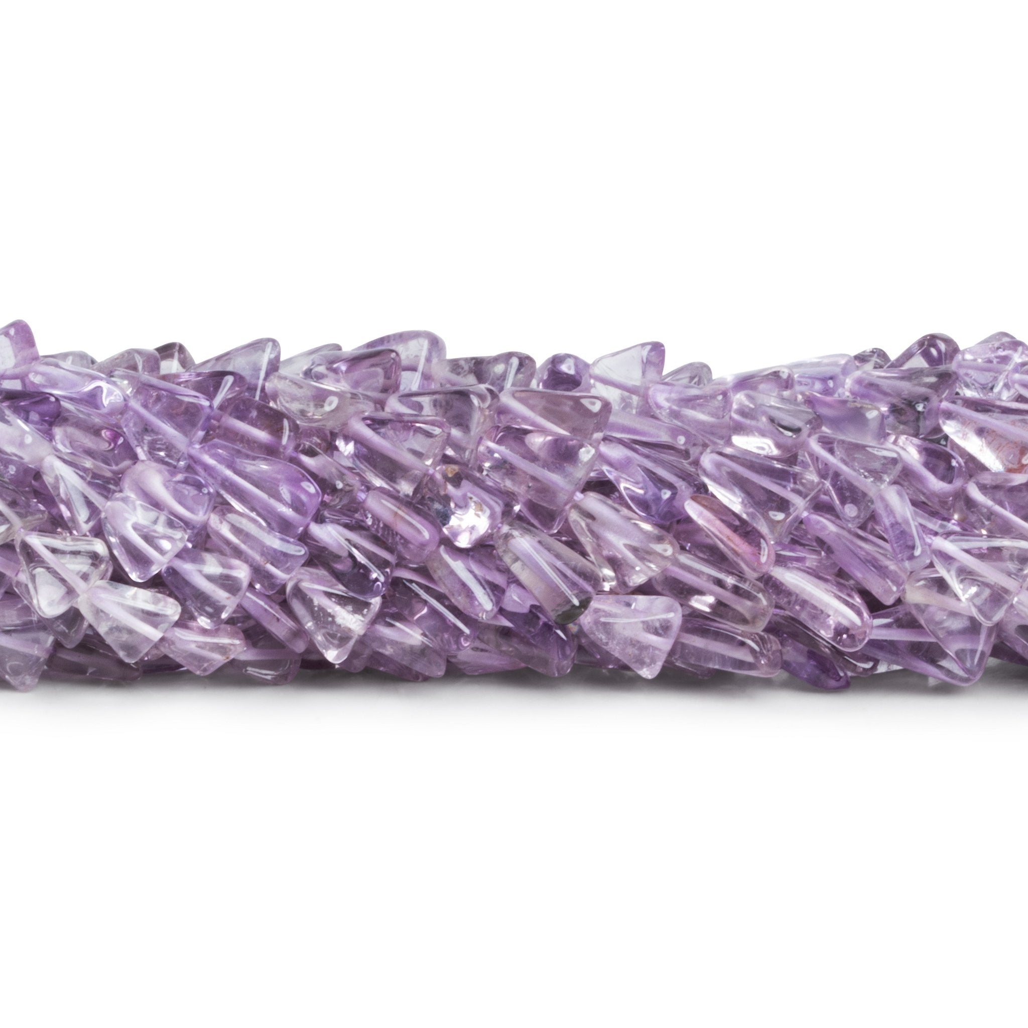 5 - 10mm Pink Amethyst Plain Triangles 12 inch 40 beads - The Bead Traders