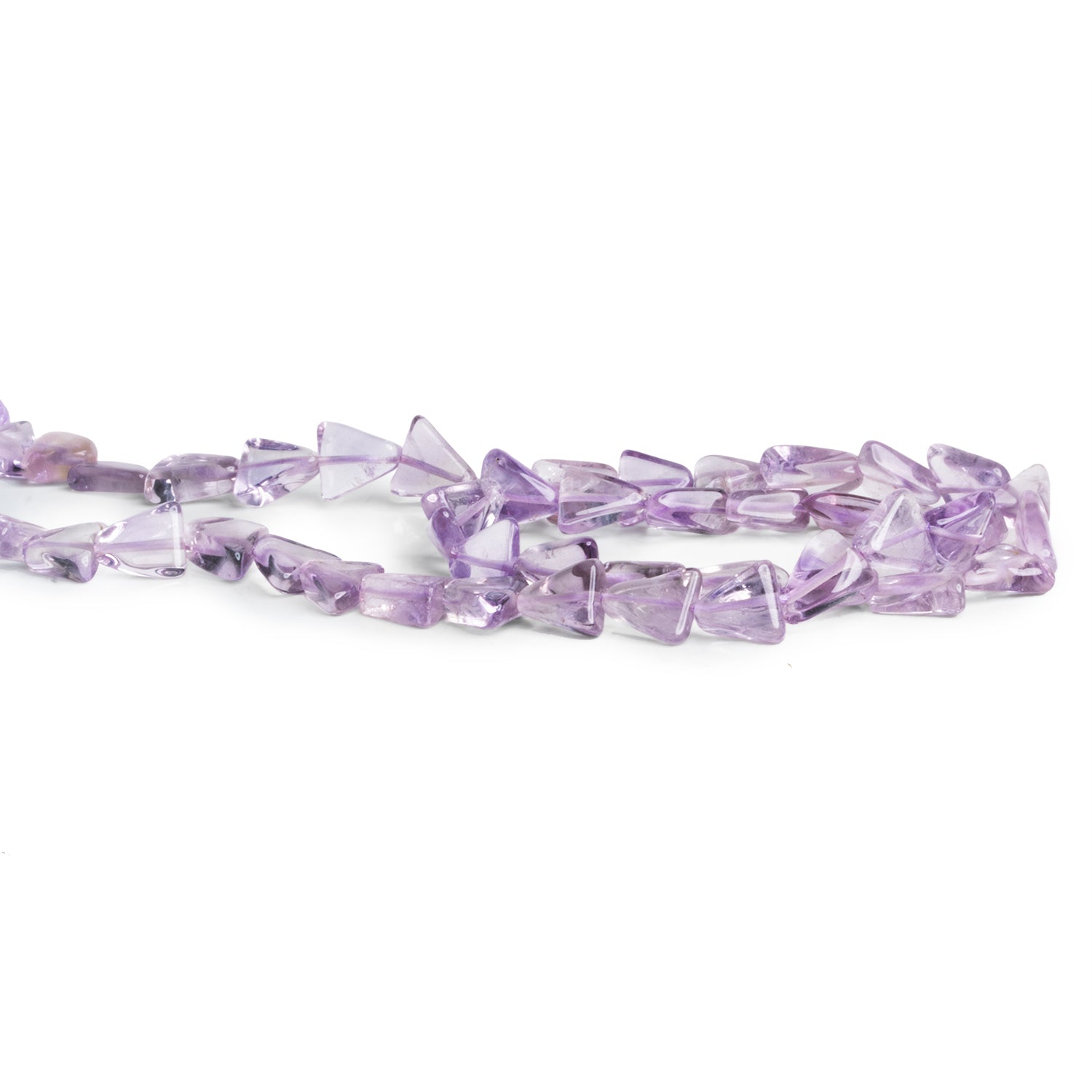 5 - 10mm Pink Amethyst Plain Triangles 12 inch 40 beads - The Bead Traders