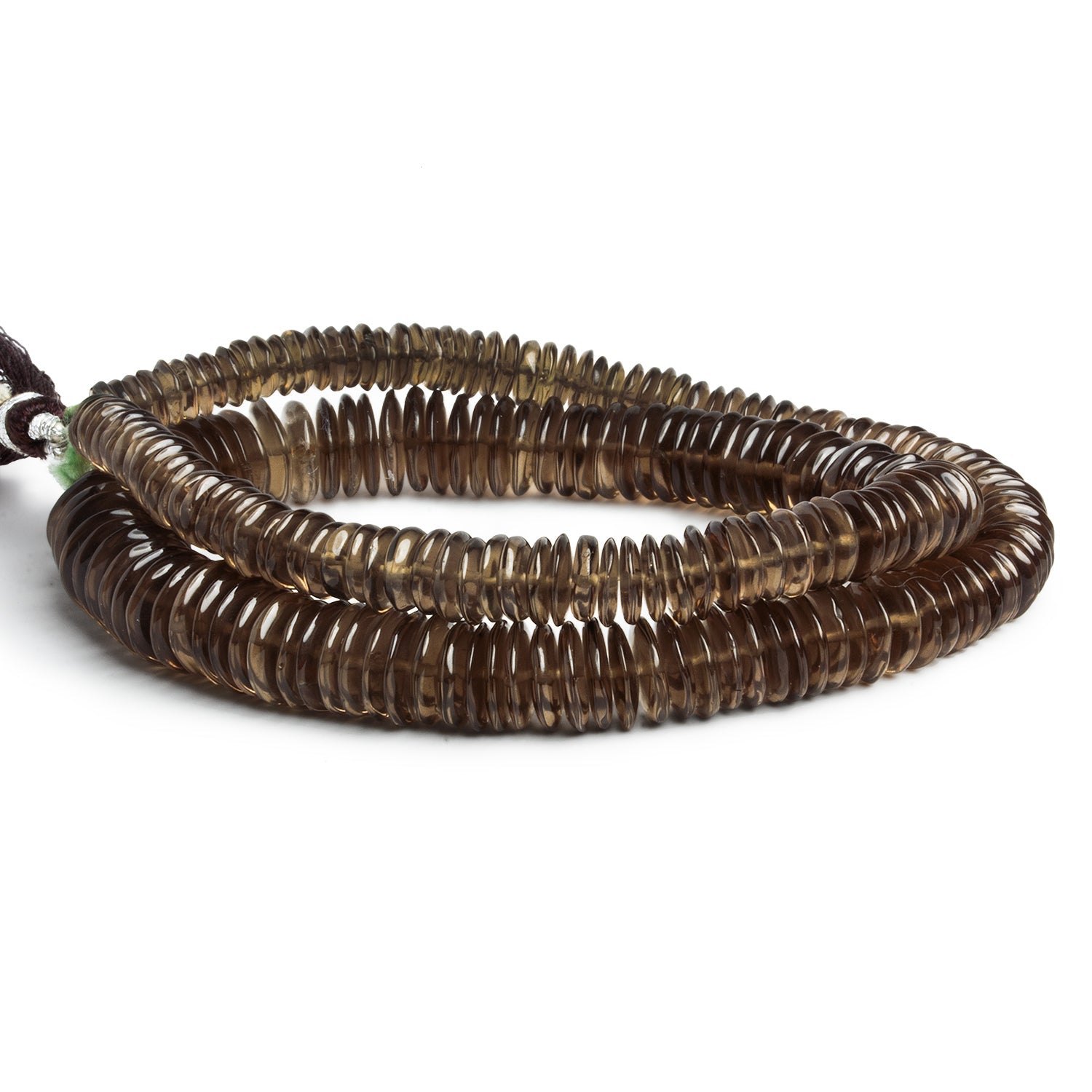 5 - 10mm Smoky Quartz Plain Heishis 15 inch 200 beads - The Bead Traders