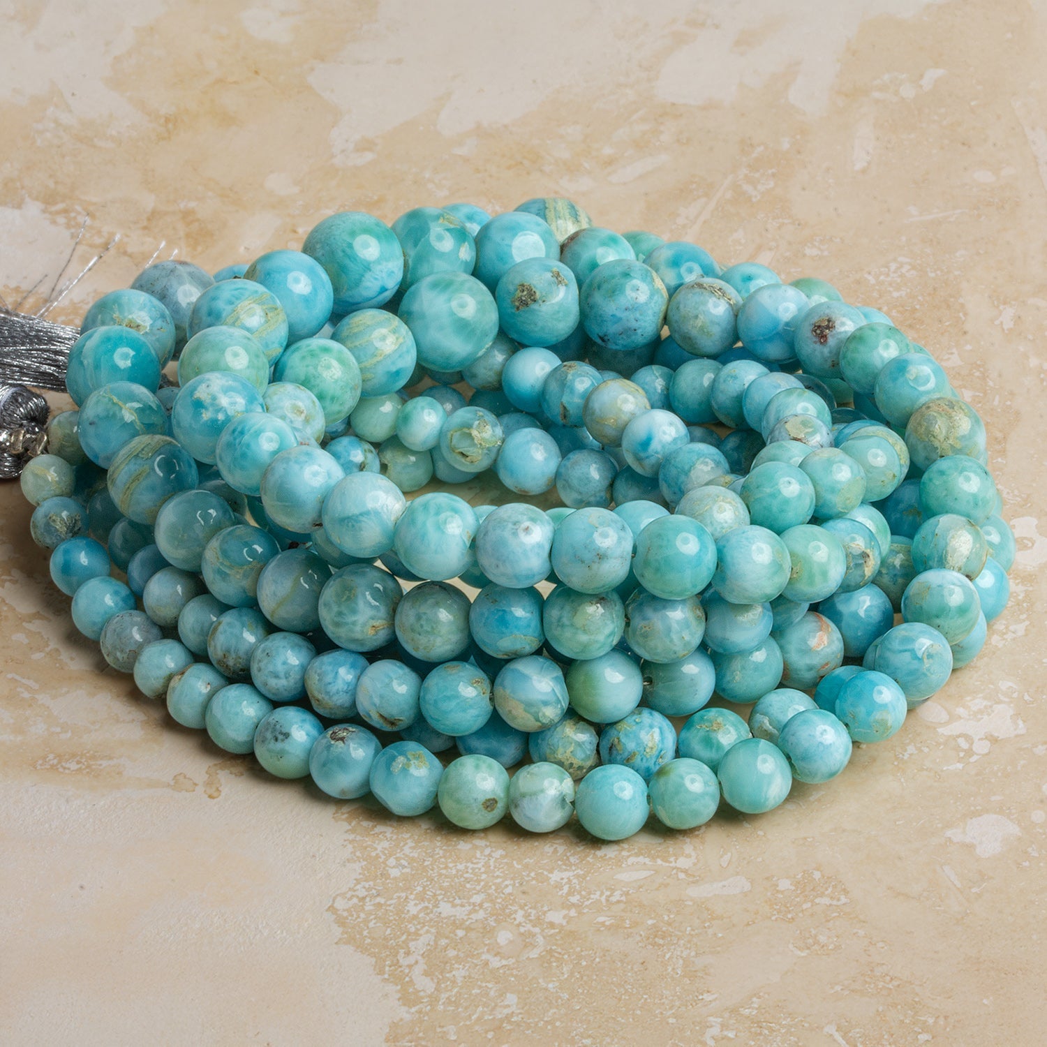 5 - 11m Larimar Plain Rounds 16 inch 60 beads - The Bead Traders