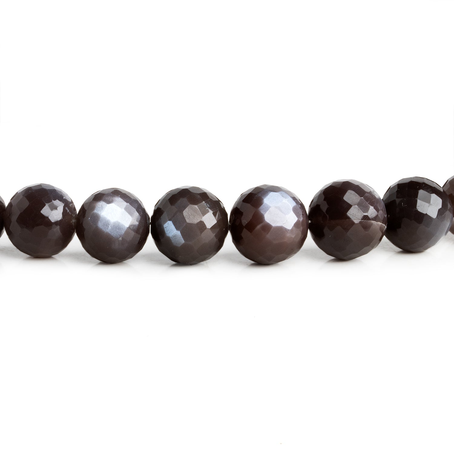 5 - 11mm Chocolate Moonstone Faceted Rounds 15 inch 45 beads - The Bead Traders