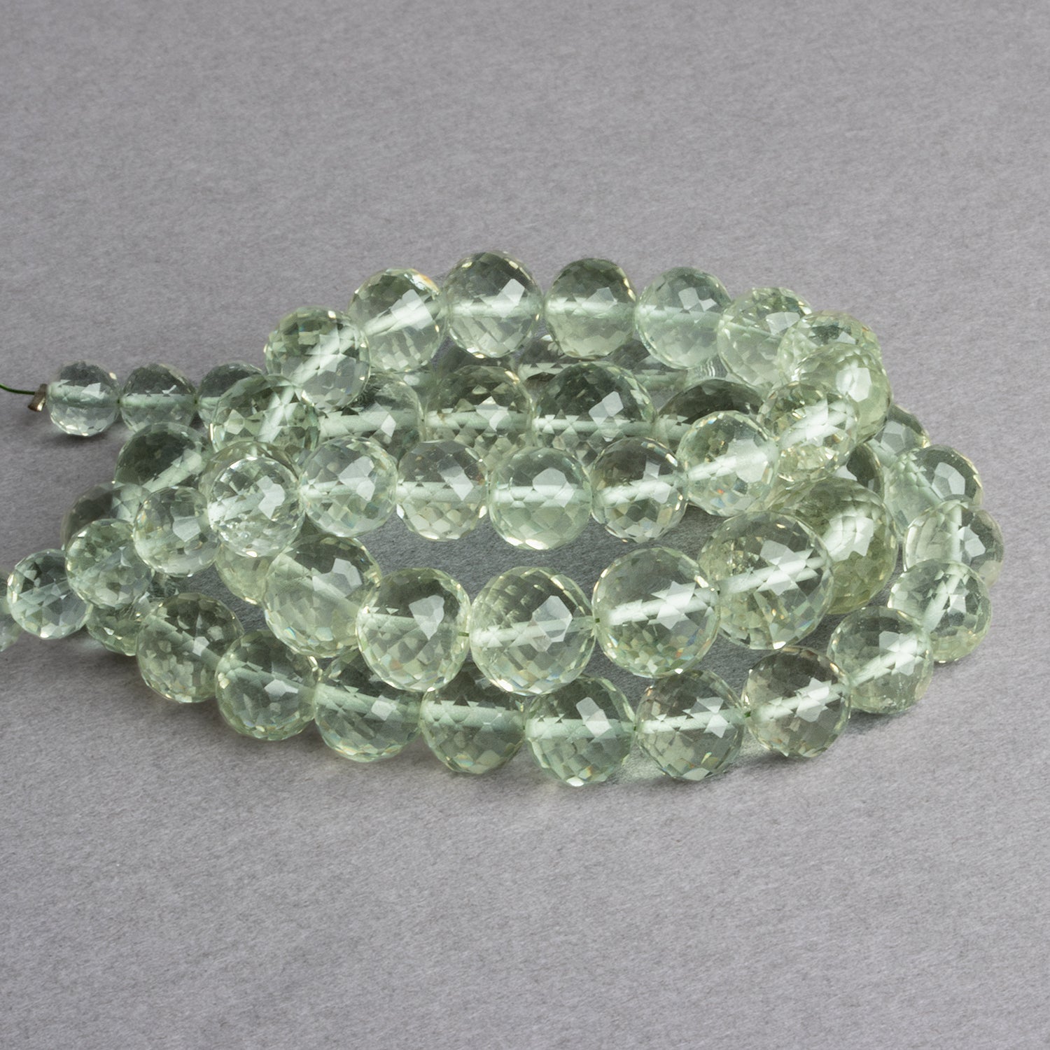 5 - 11mm Prasiolite Faceted Round 19 inch 60 beads - The Bead Traders