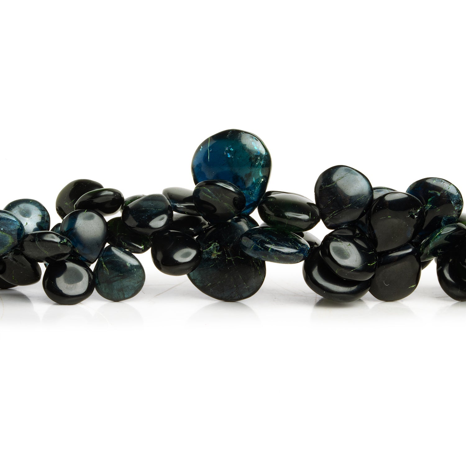 5 - 12mm Green Tourmaline Plain Hearts 8 inch 50 beads - The Bead Traders