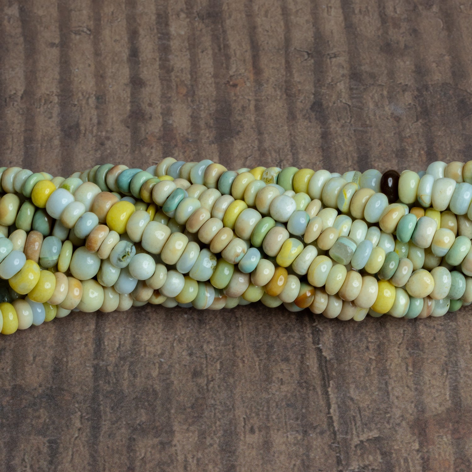 5 - 6mm Desert Sage Multicolor Opal Plain Rondelles 16 inch 120 beads - The Bead Traders